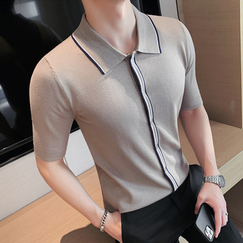Men's Soft Viscose Short Sleeve Shirt with Stripe Print in Various Colors