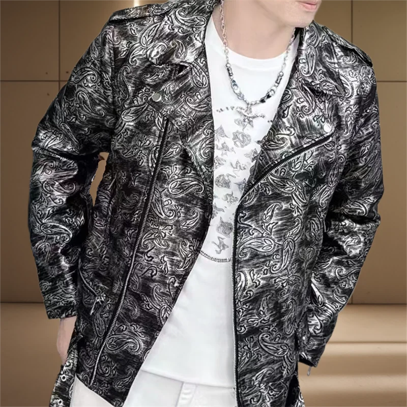 Stylish Streetwear Solid Jacquard Patterned Faux Leather and PU Jacket for Fashion - Forward Individuals