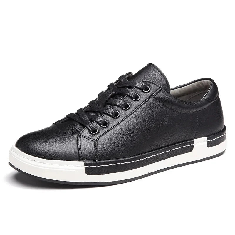 Casual Soft PU Leather Shoes with Stitched Soles for Everyday Wear