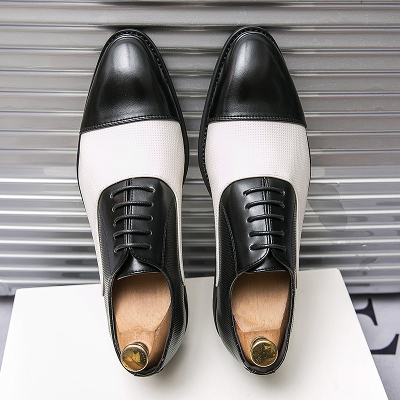 Stylish Stitched Color Lace-Up Men's Oxford Shoes for Everyday Wear
