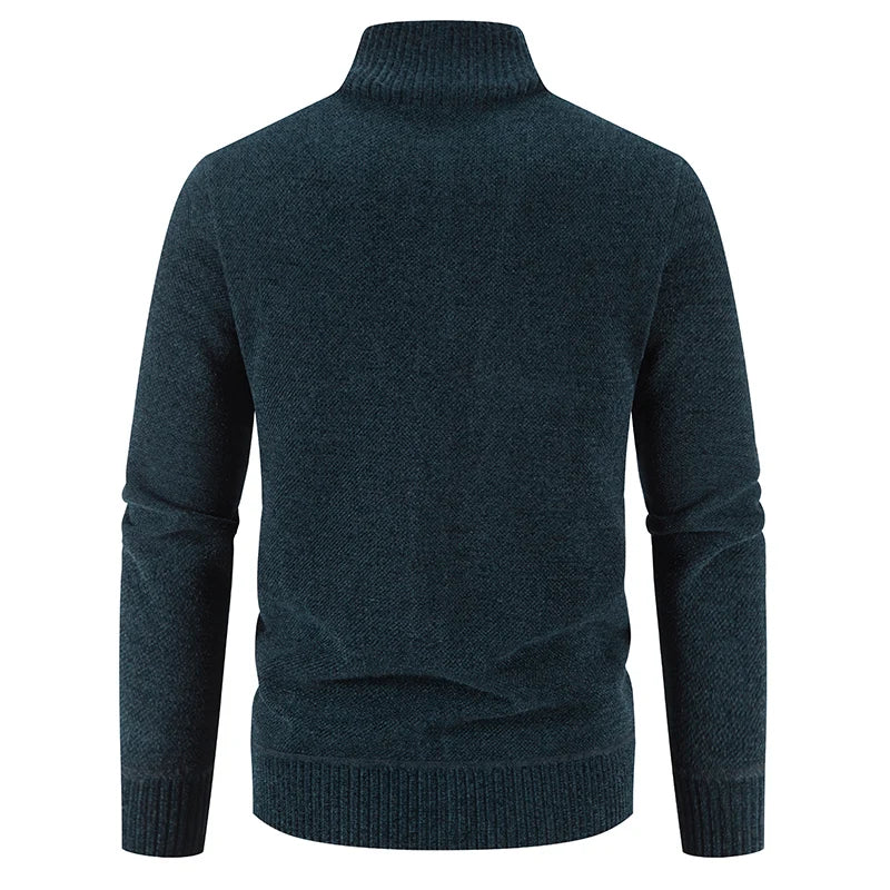 Luxurious Stand - Collar Premium Acrylic Thick Full - Sleeve Cardigan with Zipper Closure