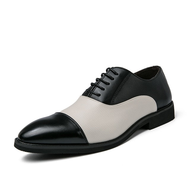 Stylish Stitched Color Lace-Up Men's Oxford Shoes for Everyday Wear