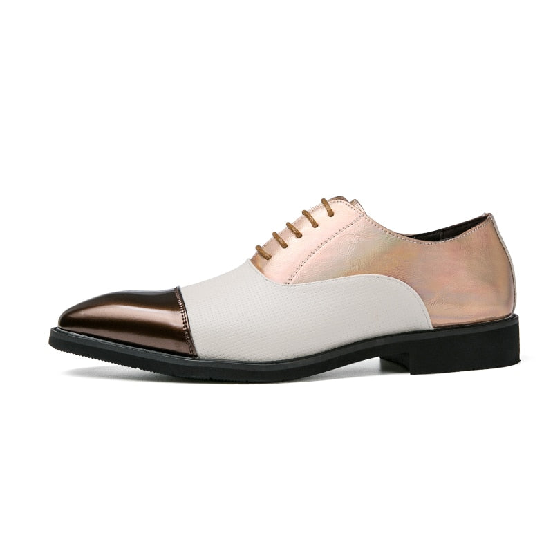 Stylish Stitched Color Lace-Up Men's Oxford Shoes for Everyday Wear