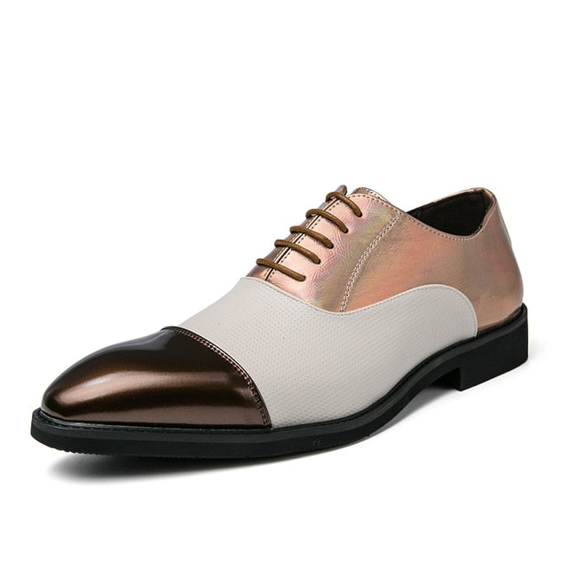 Stylish Stitched Color Lace-Up Men's Oxford Shoes for Everyday Wear