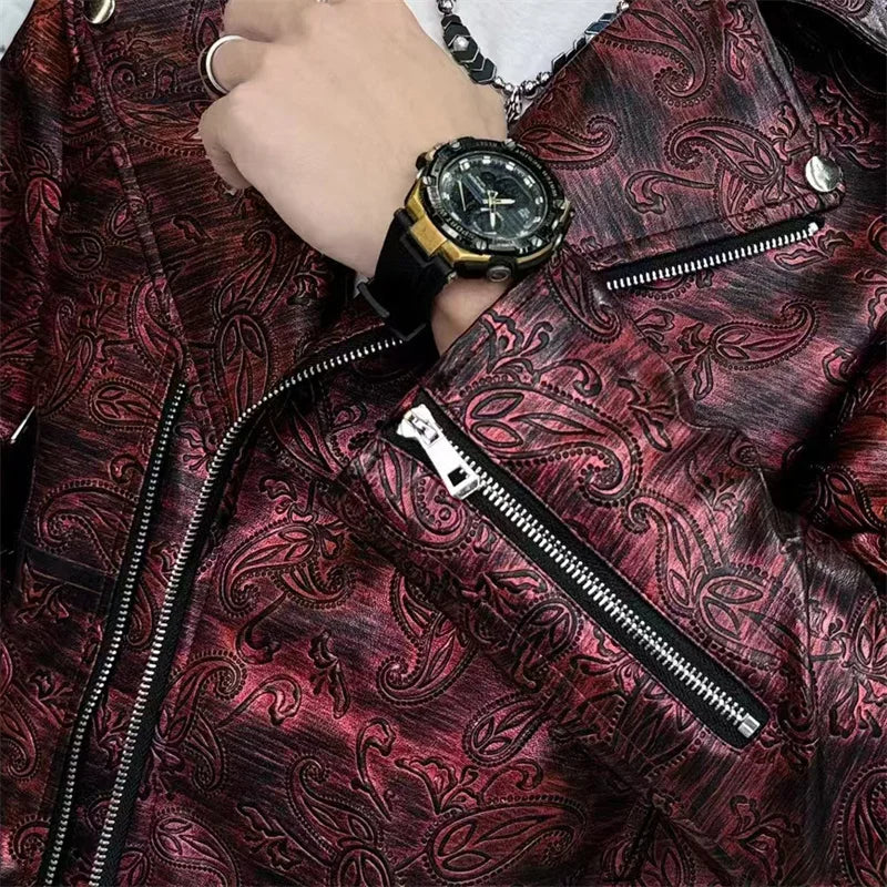Stylish Streetwear Solid Jacquard Patterned Faux Leather and PU Jacket for Fashion - Forward Individuals