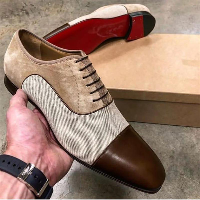Stylish Stitched Color Lace-Up Men's Oxford Shoes for Everyday Wear