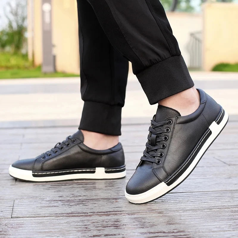 Casual Soft PU Leather Shoes with Stitched Soles for Everyday Wear