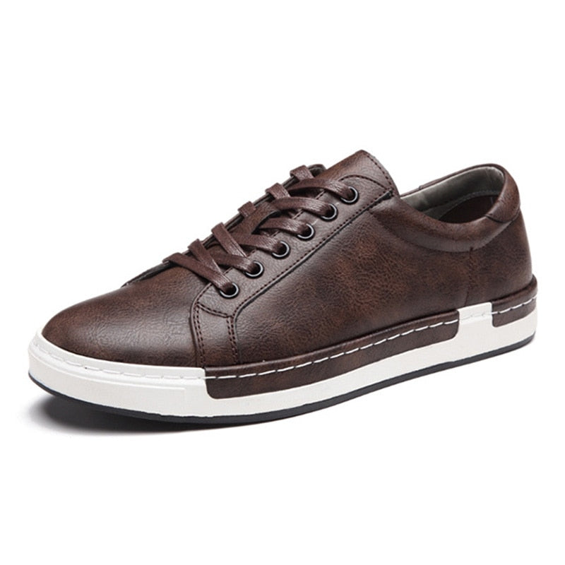 Casual Soft PU Leather Shoes with Stitched Soles for Everyday Wear