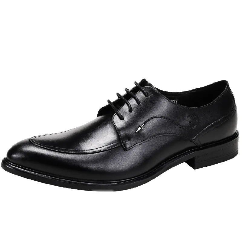 Stylish Classic Genuine Leather Lace - Up Pointed Toe Loafers