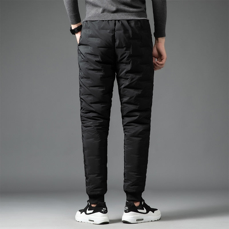Super Comfortable Black Polyester Down Winter Jogger Pants