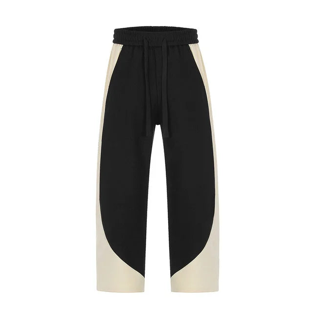 Stylish Contrasting Full - Length Straight Polyester - Cotton Sweatpants