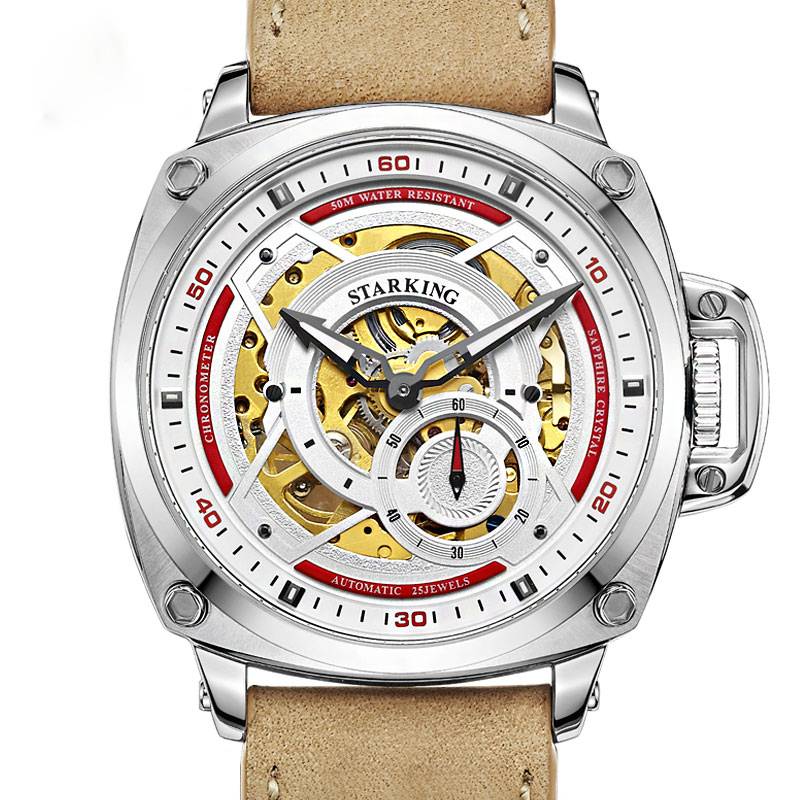 Men's Automatic Mechanical Round Casual Watches with Shock and Water Resistance