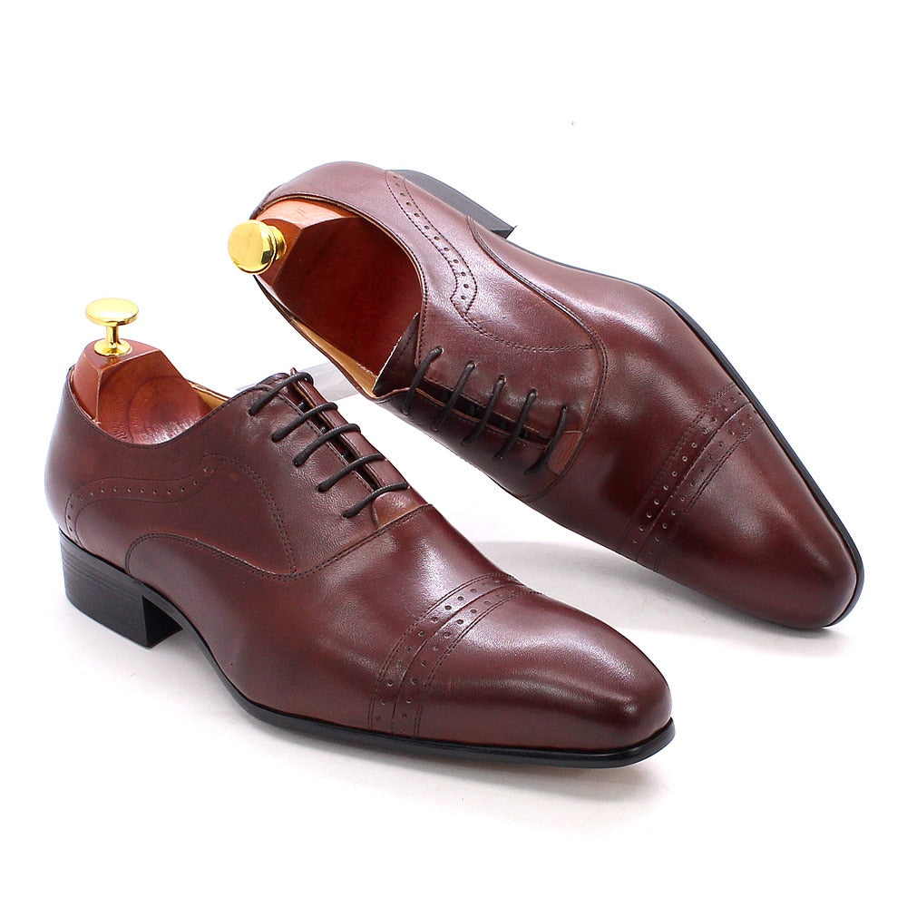 Exquisite Handmade Solid Cap-Toe Classic Oxford Dress Shoes