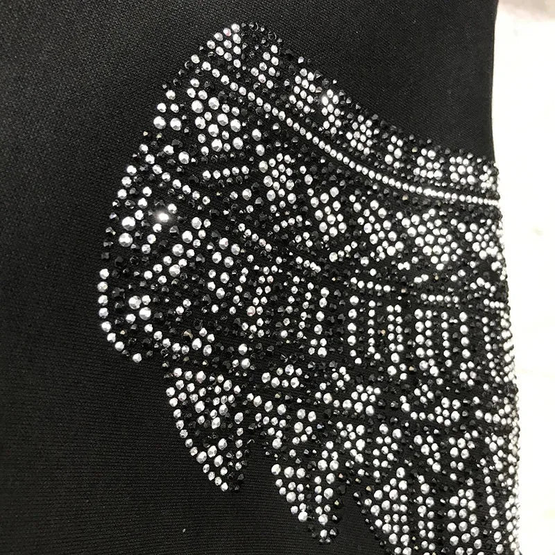 Chic Rhinestone Wing - Sleeve Cotton - Spandex Blend Sweater for Cold Days