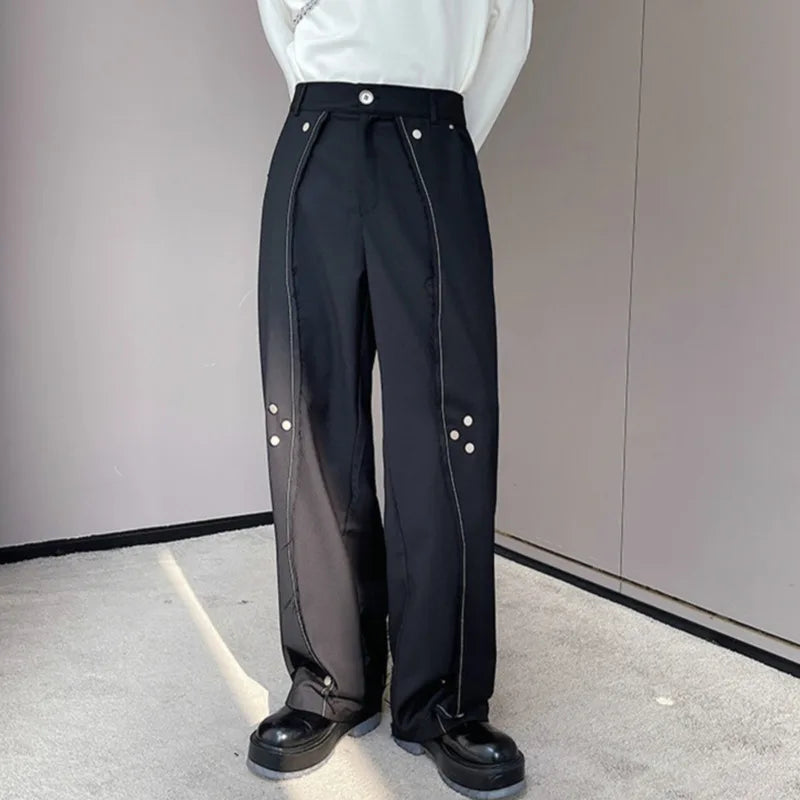 Stylish Multi-Metal Buckled Pants with Niche Design