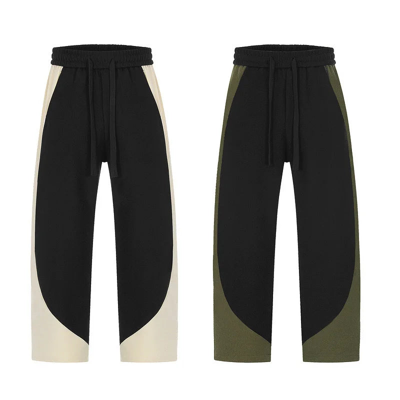 Stylish Contrasting Full - Length Straight Polyester - Cotton Sweatpants