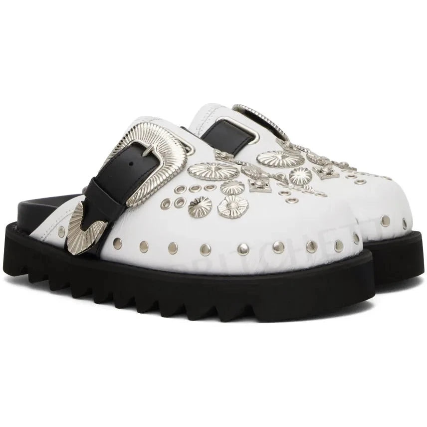 Vintage Rivet Pin Buckle Straps Comfortable Mules Shoes