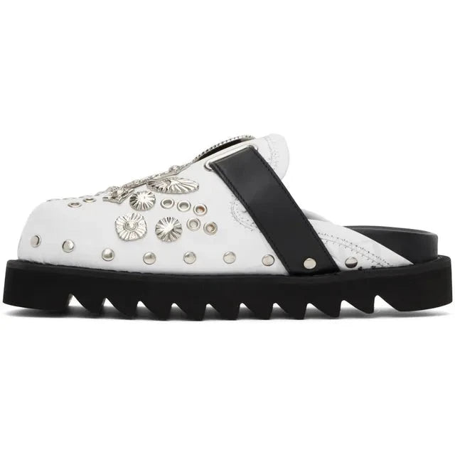 Vintage Rivet Pin Buckle Straps Comfortable Mules Shoes