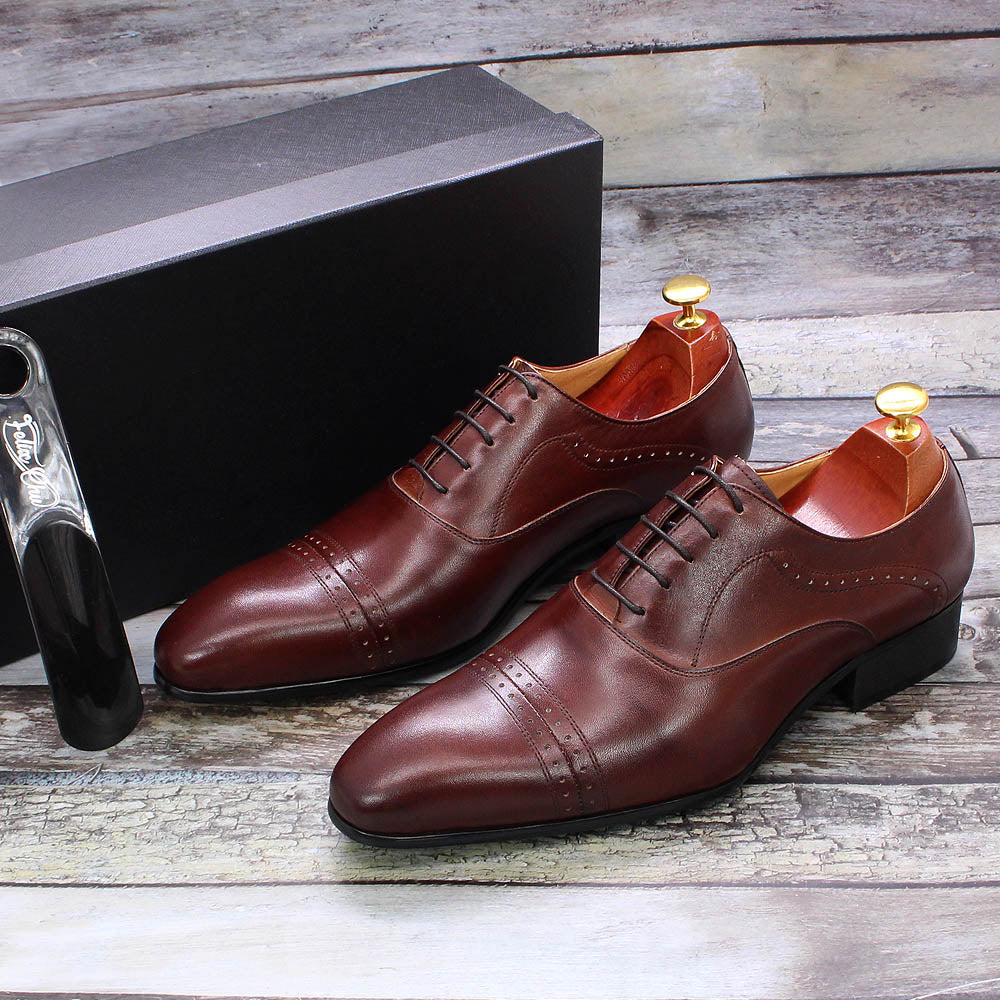 Exquisite Handmade Solid Cap-Toe Classic Oxford Dress Shoes