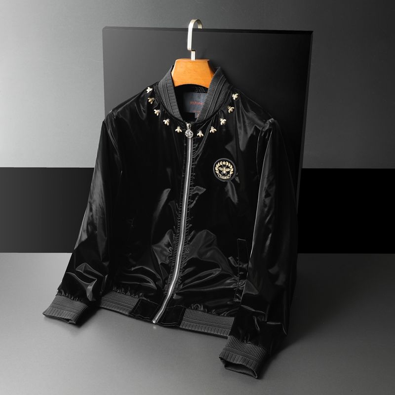 Polyester Long - Sleeved Floral and Bees Printed O - Neck Bomber Jacket