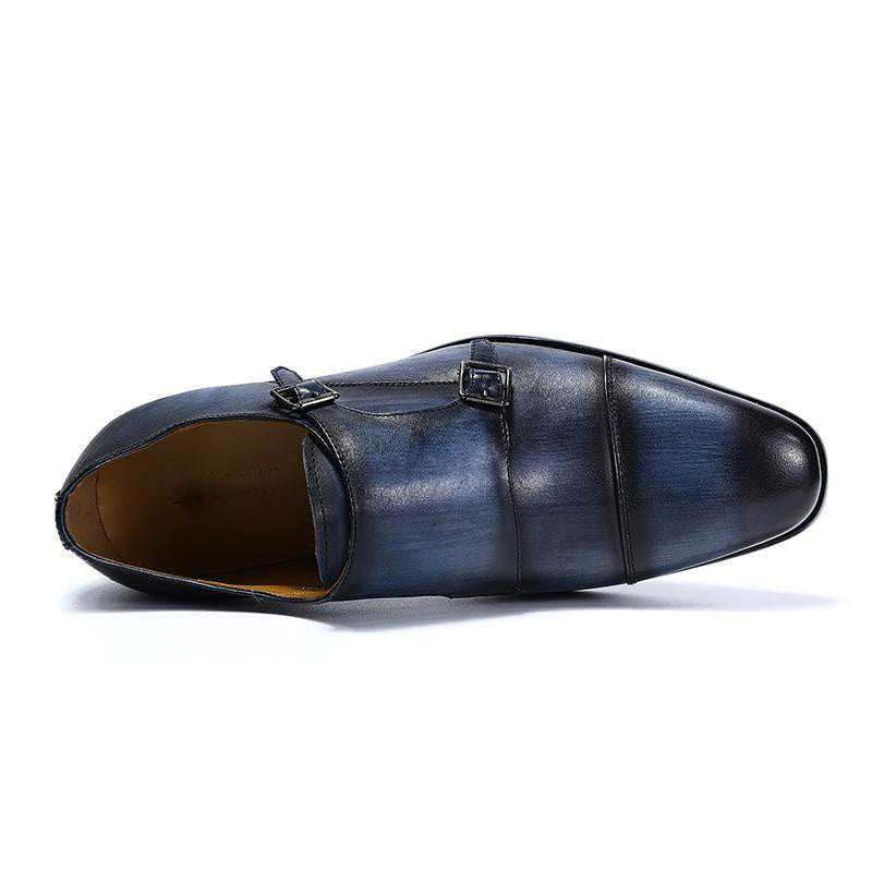 Exquisite Hand - Painted Double Monk Strap Shoes for Men in Classic Style