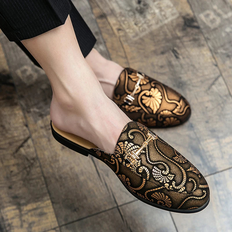 Stylish Colorful Geometric Pattern PU Leather Women's Slip-On Mules Shoes for Fashion Lovers
