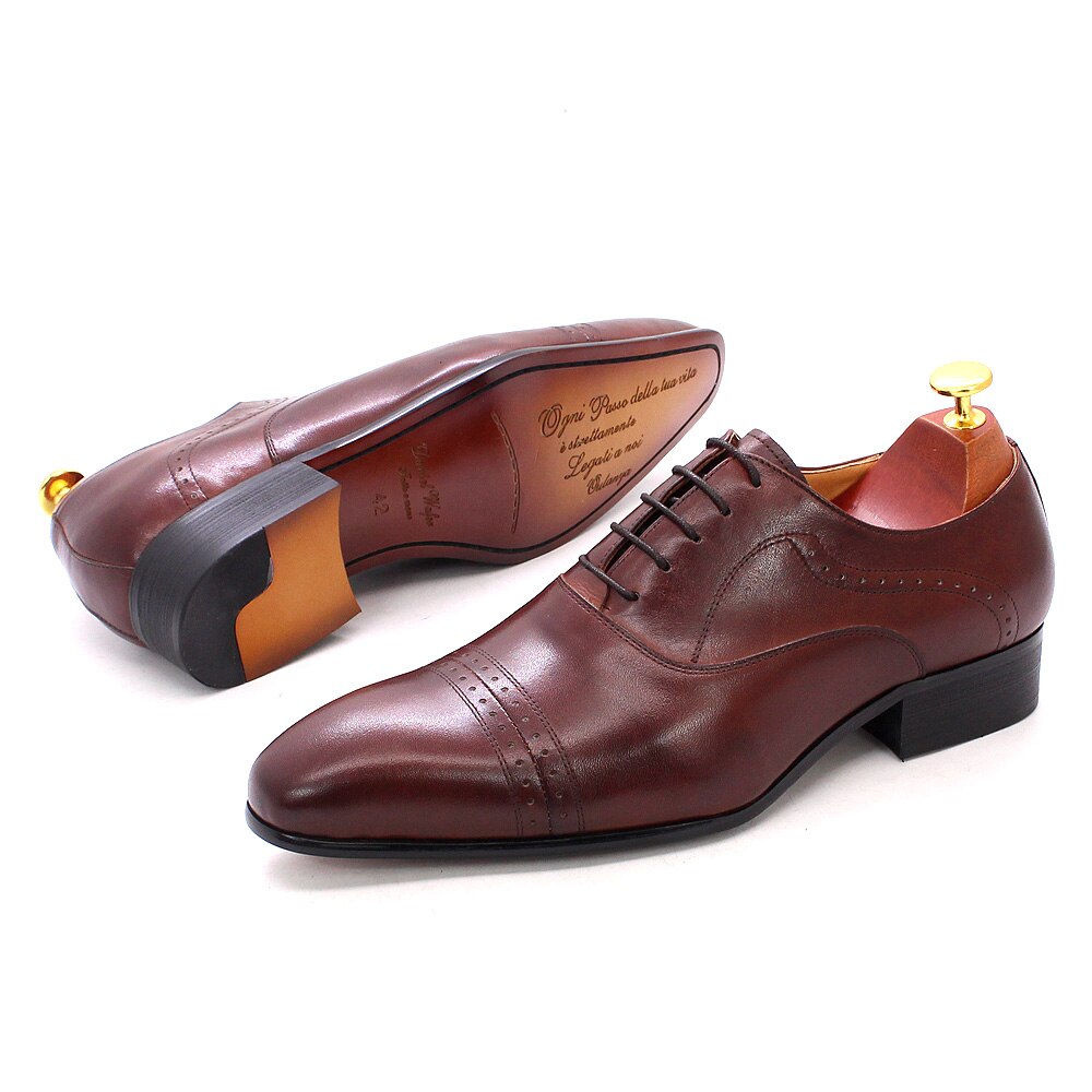 Exquisite Handmade Solid Cap-Toe Classic Oxford Dress Shoes
