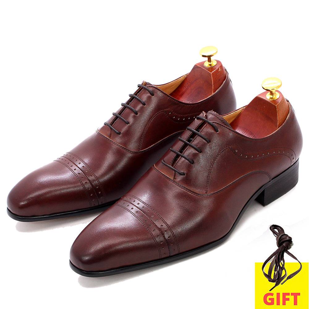 Exquisite Handmade Solid Cap-Toe Classic Oxford Dress Shoes