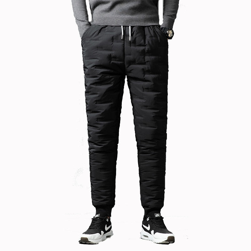 Super Comfortable Black Polyester Down Winter Jogger Pants