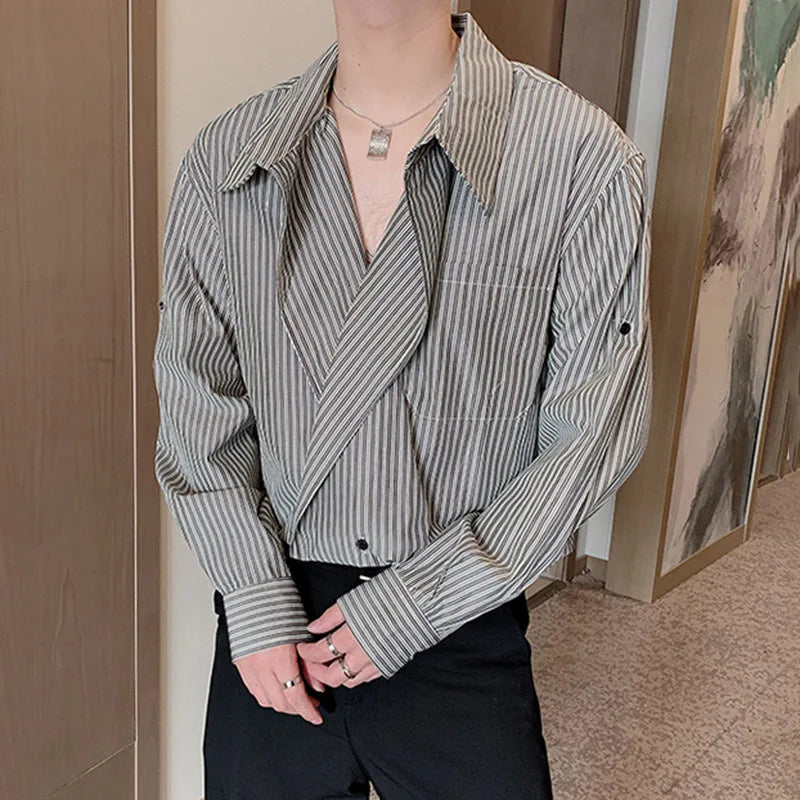Stylish Striped Loose Lapel Breathable Cotton Shirt for Casual Wear