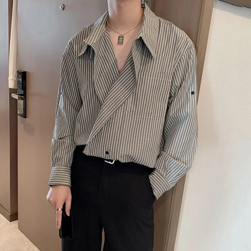 Stylish Striped Loose Lapel Breathable Cotton Shirt for Casual Wear