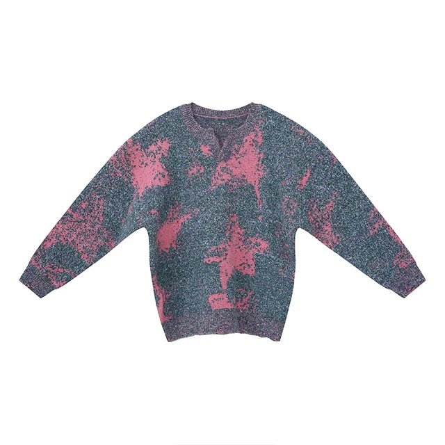 Stylish Color Blocked Loose-Fit Woolen Sweater for Men