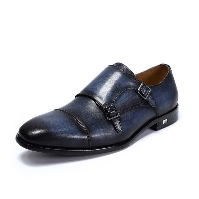 Exquisite Hand - Painted Double Monk Strap Shoes for Men in Classic Style