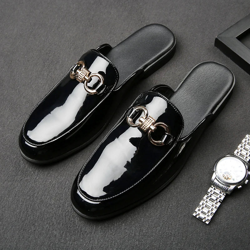 Fashionable Checkered Pattern Decorative Appliques Slip-On Mules Shoes for Stylish Comfort