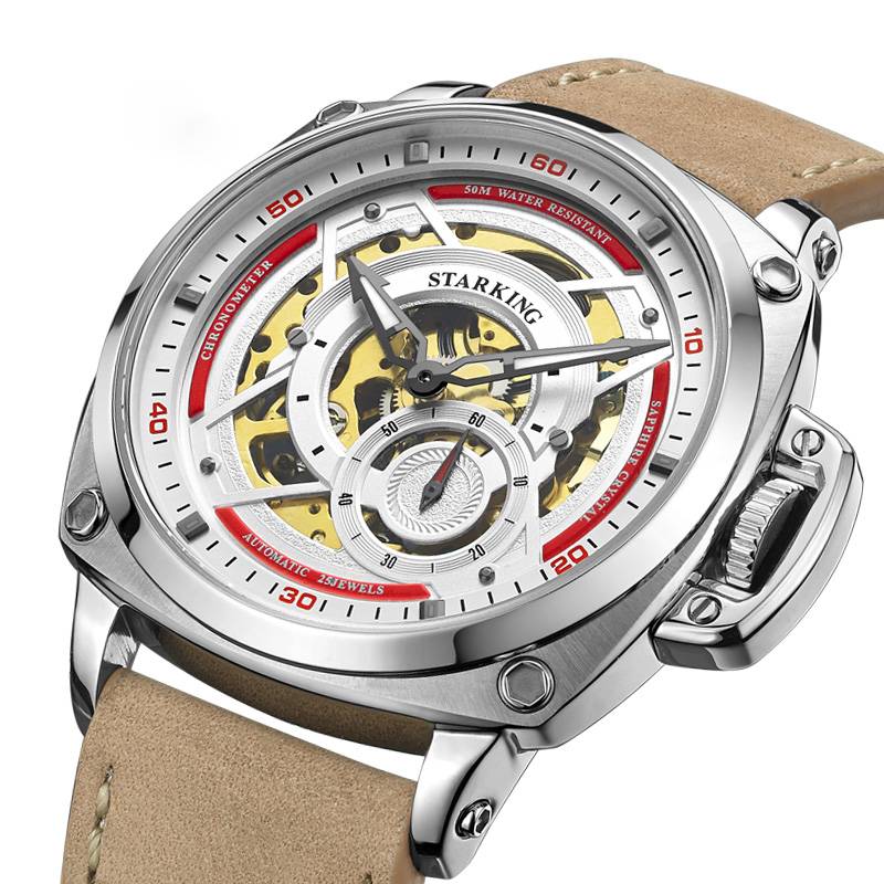 Men's Automatic Mechanical Round Casual Watches with Shock and Water Resistance