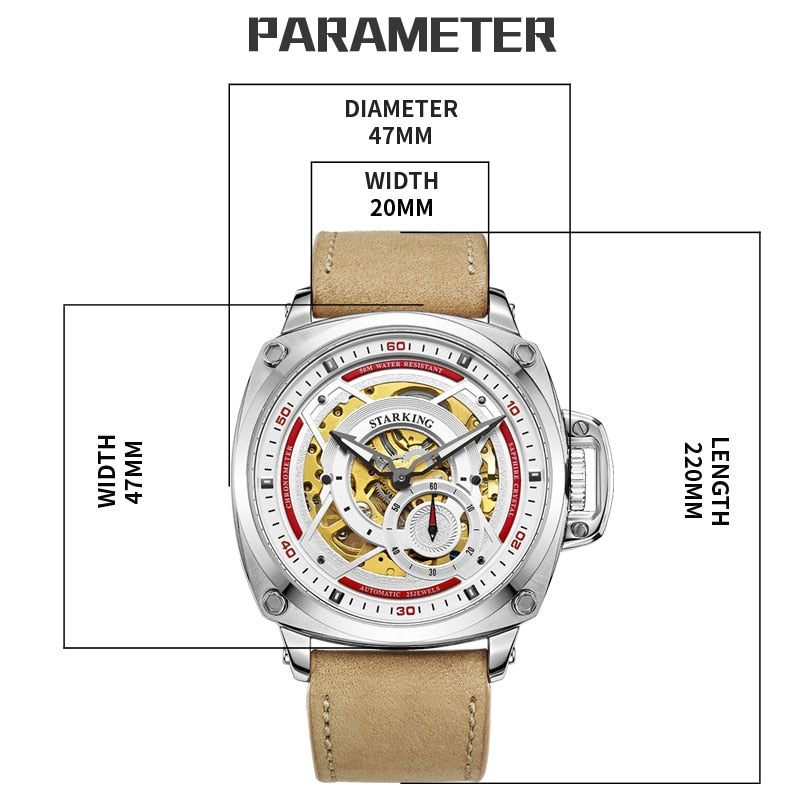 Men's Automatic Mechanical Round Casual Watches with Shock and Water Resistance