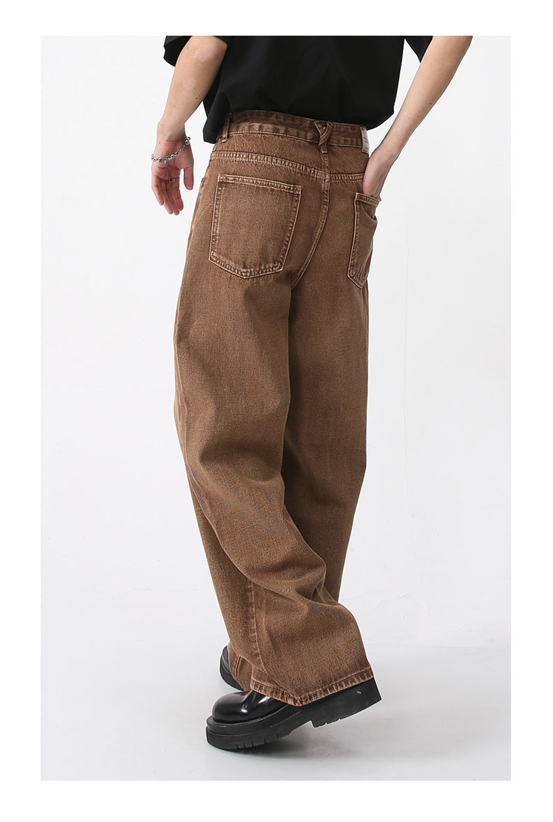 Soft and Durable Butter Brown Straight-Leg Casual Denim Jeans