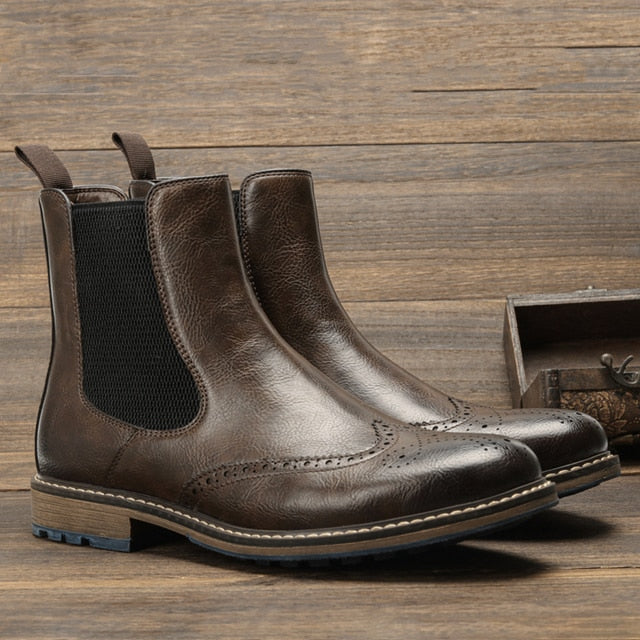 Comfortable Solid Slip-On Chelsea Boots in Synthetic Leather