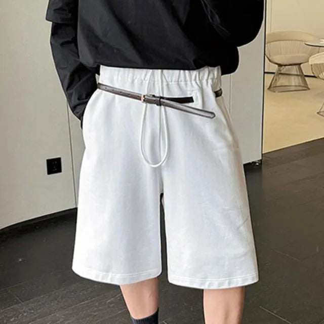 Comfortable Polyester High-Waisted Loose Drawstring Straight-Fit Shorts