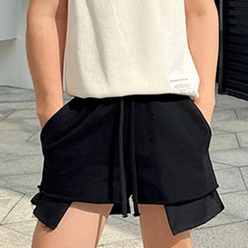 Comfortable Polyester Drawstring Big - Pocket Casual Shorts