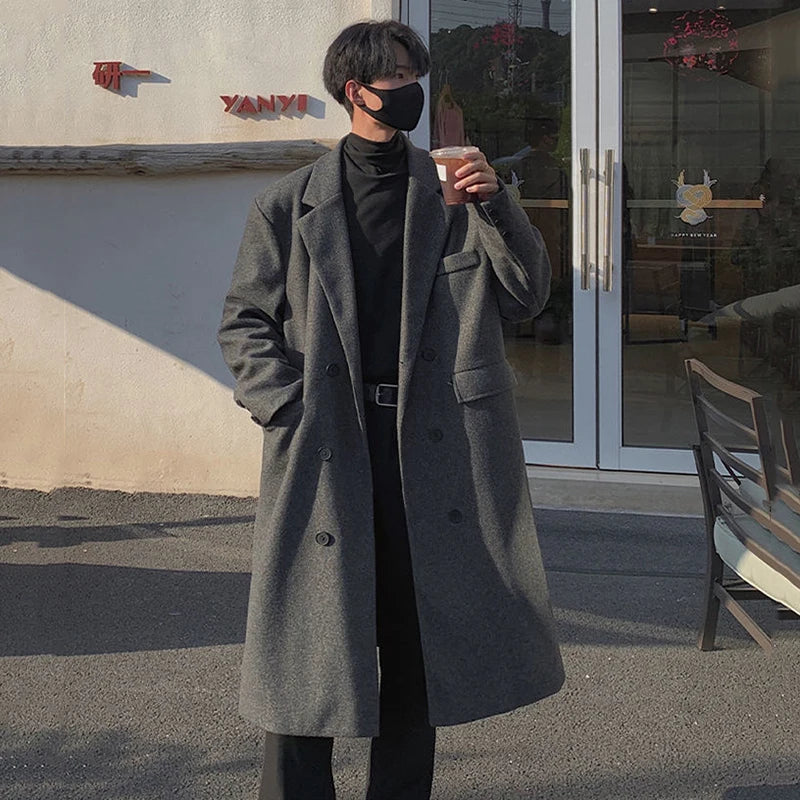 Classic Solid Color Woolen Long and Loose Women's Winter Coat