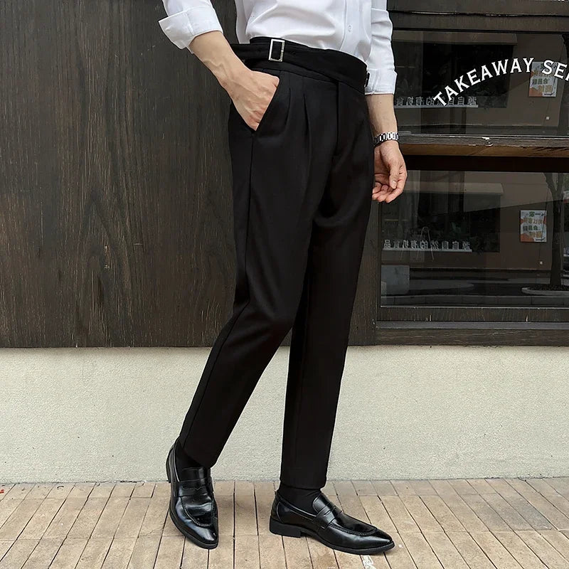 Solid Color High-Waisted Double-Blade Tailored Women's Trousers