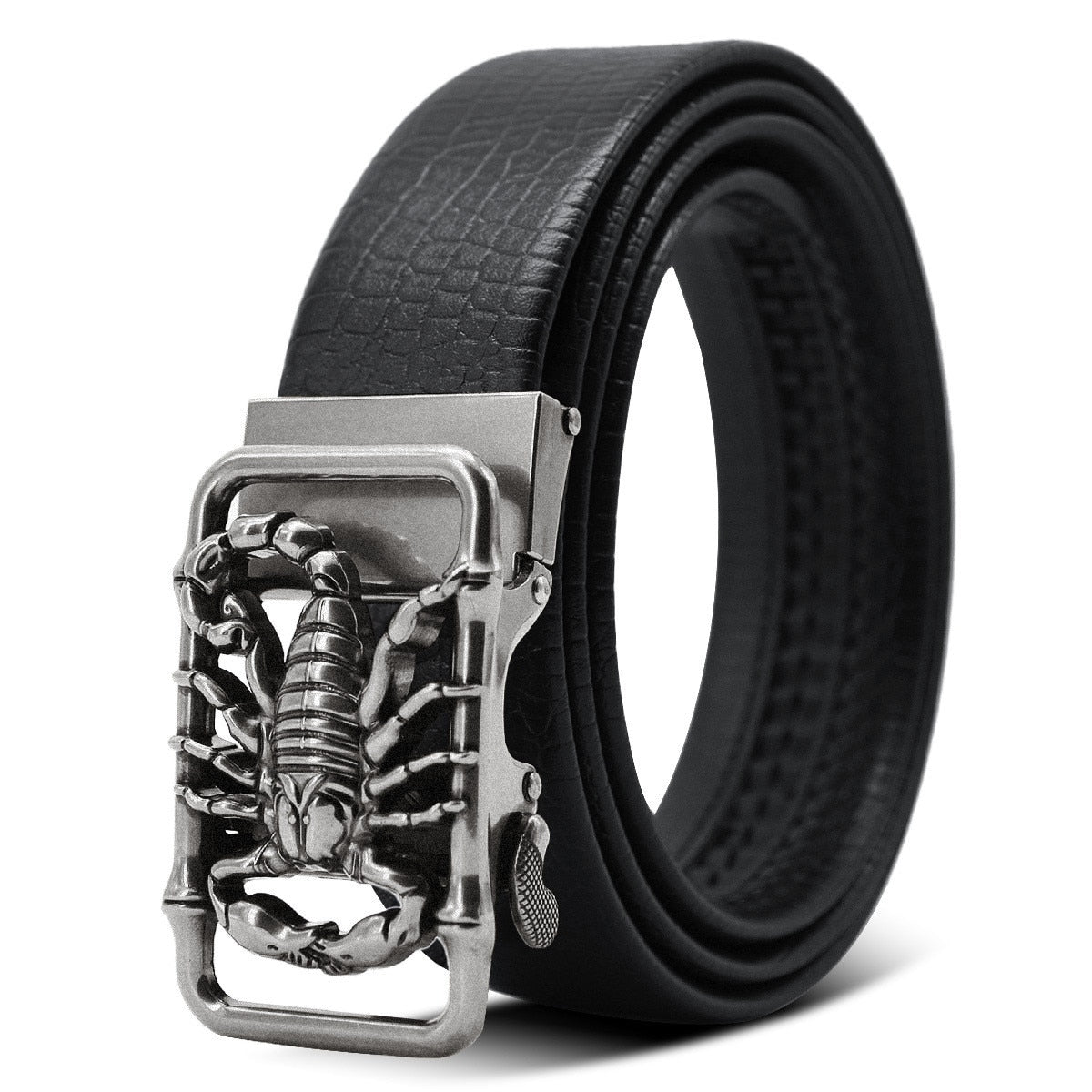 Casual Square Scorpion Buckle Design PU Leather Belt for Daily Wear