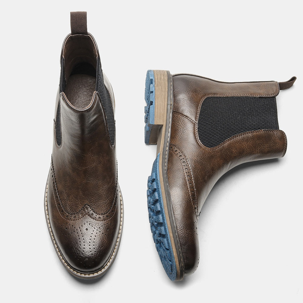 Comfortable Solid Slip-On Chelsea Boots in Synthetic Leather