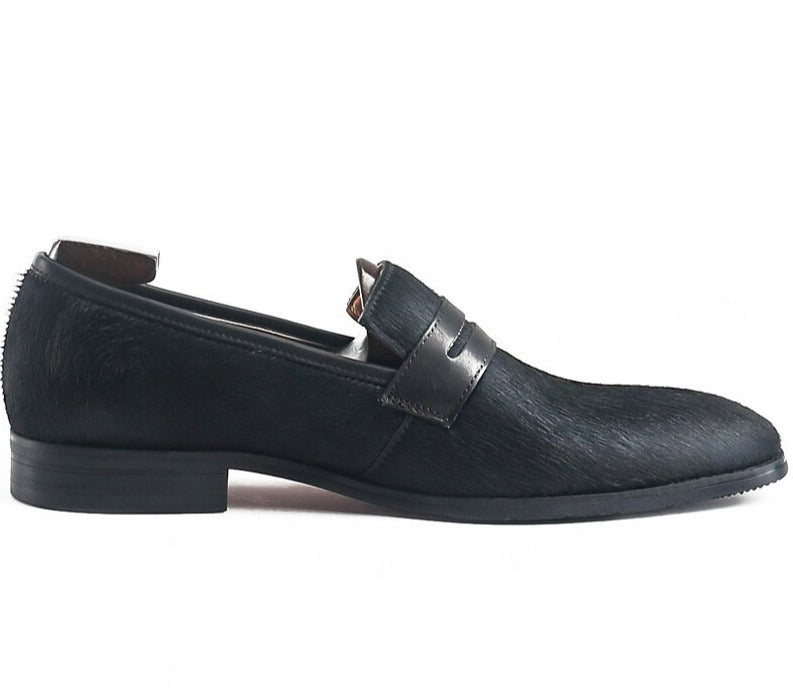 Stylish Casual Black Horsehair Men's Loafers for Everyday Wear