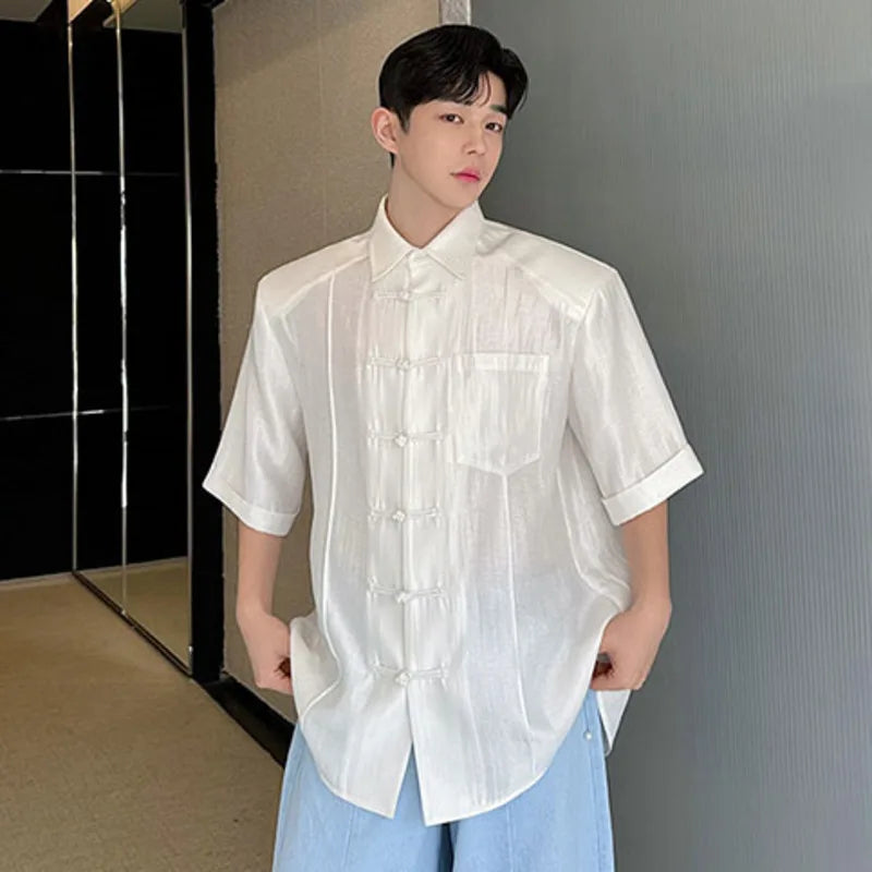 Stylish Solid Knot-Button Short-Sleeve Casual Shirt for Any Occasion
