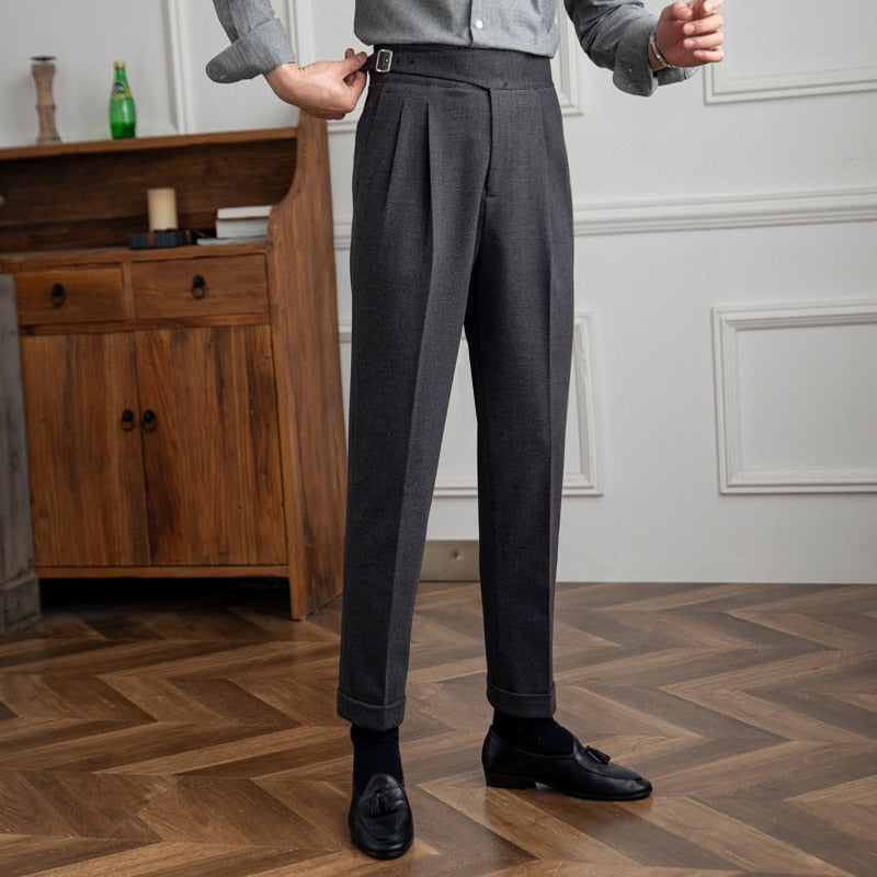 Stylish Almond - Grey Textured Casual Men's Trousers for All Occasions