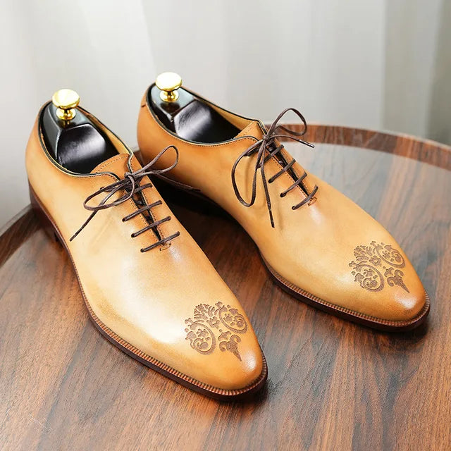 Exquisite Luxury Royal Style Embossed Genuine Leather Men's Dress Shoes