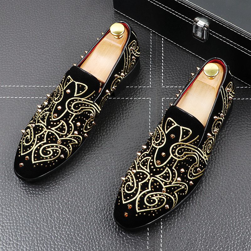 Premium Breathable Microfiber Rivets Smoking Loafers for Adults