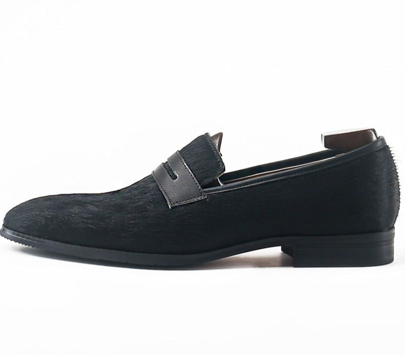 Stylish Casual Black Horsehair Men's Loafers for Everyday Wear